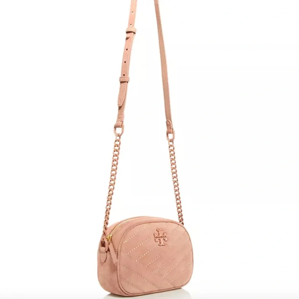 NWT $358 Tory Burch Kira Small Quilted Suede Camera Crossbody